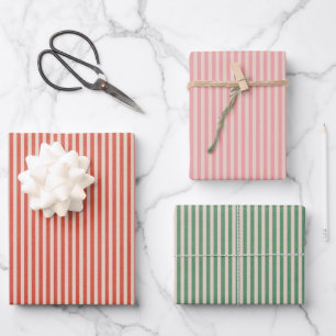 Retro striped boho wrapping paper for Christmas