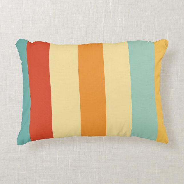 Retro striped colour pattern accent pillow (Front)