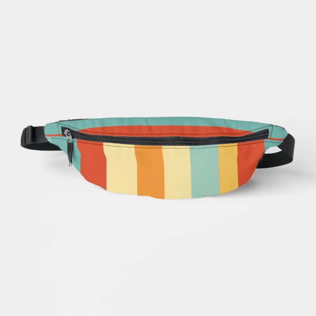 Retro striped colour pattern fanny pack (Front)