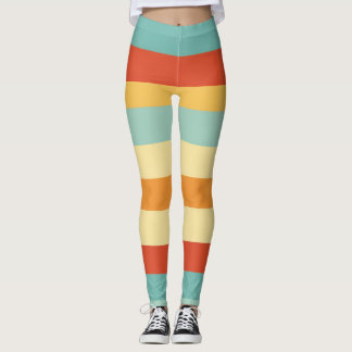 Retro striped colour pattern leggings