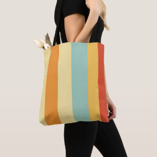 Retro striped colour pattern tote bag