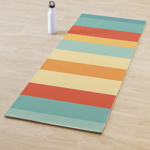 Retro striped colour pattern yoga mat