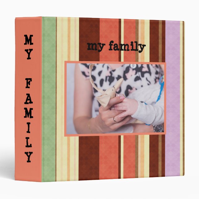 retro striped colourful orange yellow brown binder (Front/Spine)
