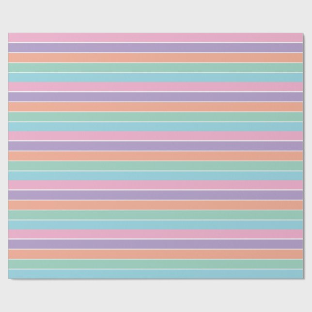 Retro striped colours pattern wrapping paper (Flat)