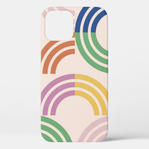 Retro Striped Curves Geometric Background iPhone 12 Case