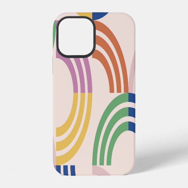 Retro Striped Curves Geometric Background iPhone Case (Back)