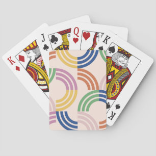 Retro Striped Curves Geometric Background Playing Cards