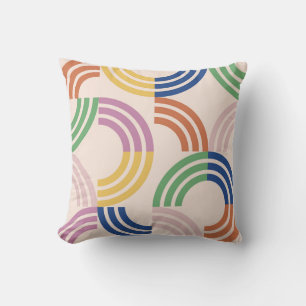 Retro Striped Curves Geometric Background Throw Pillow