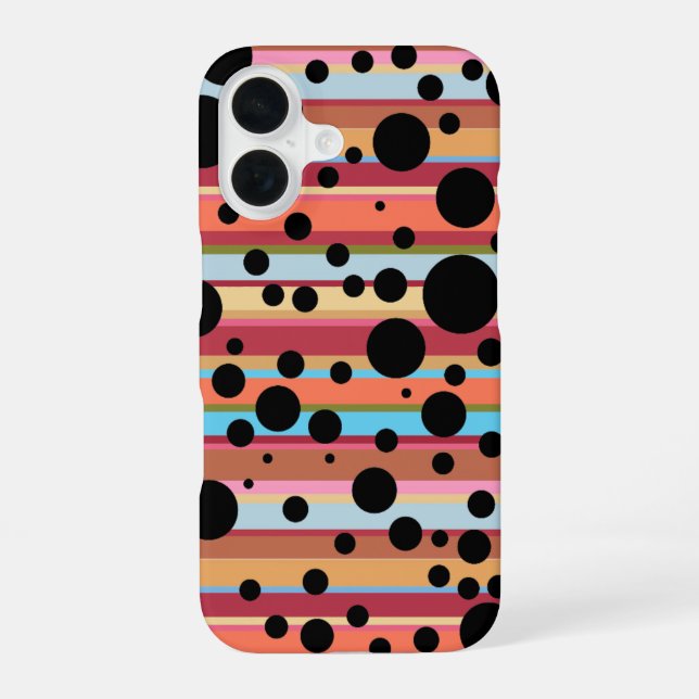 retro striped & dotted iPhone 16 case (Back)