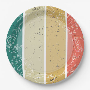 Retro Striped Fast Food Pattern Paper Plate