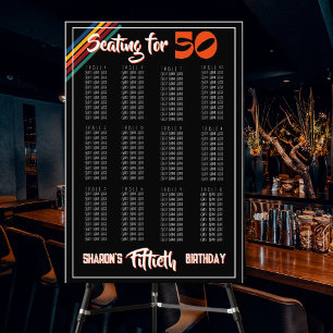 Retro Striped Fifty Birthday Seating Sign