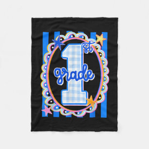 Retro striped first grade teacher 1st grade back fleece blanket