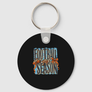 Retro striped funny fall game day football season keychain
