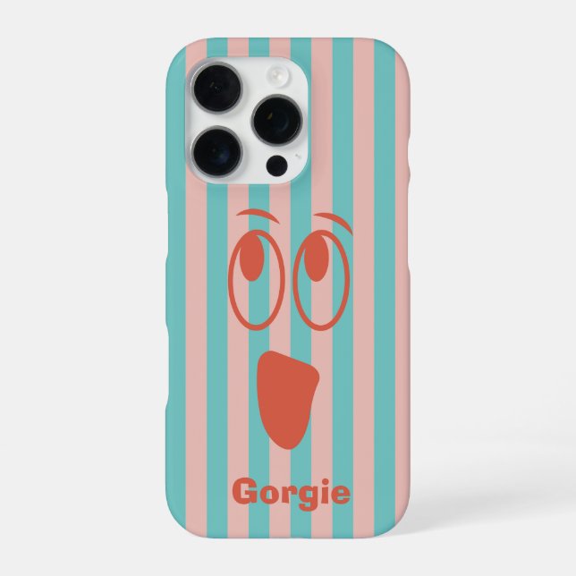 Retro Striped Ghost Face iPhone Case (Back)