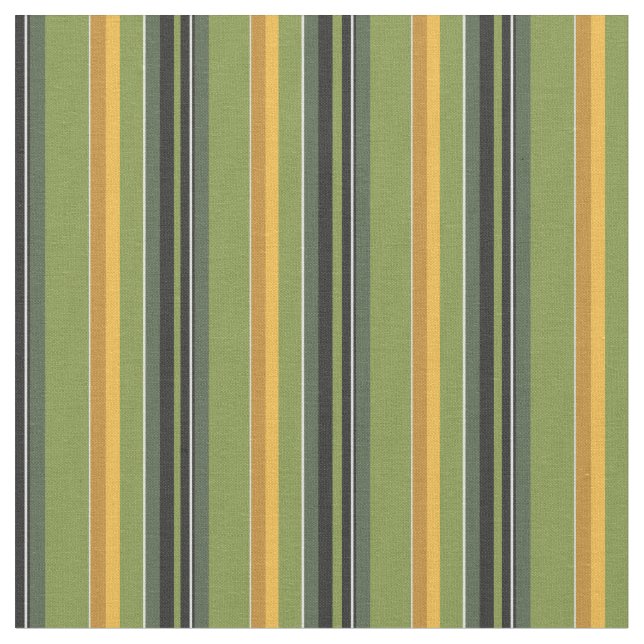 Retro Striped Green and Yellow Fabric (Close Up)