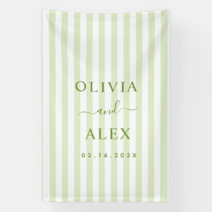 Retro Striped Green Personalized Wedding  Banner