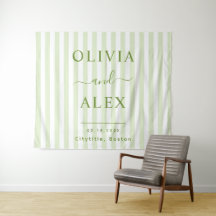Retro Striped Green Personalized Wedding