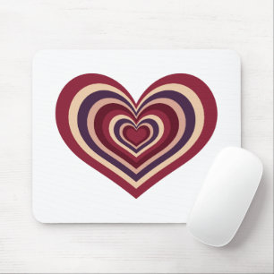 Retro Striped Heart Mouse Pad