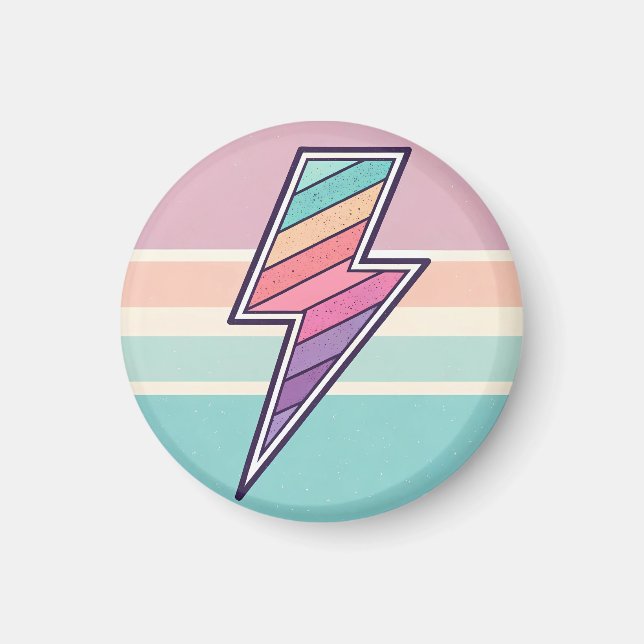 Retro Striped Lightning Bolt Magnet (Front)