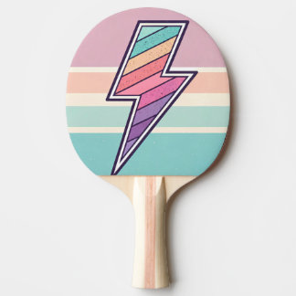Retro Striped Lightning Bolt Ping Pong Paddle