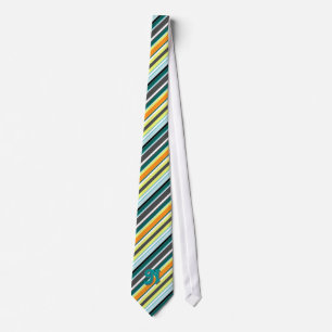 retro striped monogram tie