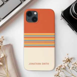 Retro Striped Pattern 70's 80's Orange Color iPhone 13 Case