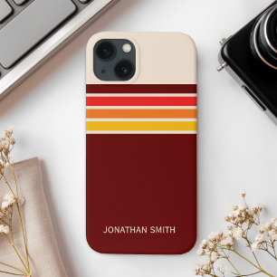 Retro Striped Pattern 70's 80's, Red Color iPhone 13 Case