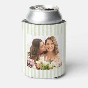 Retro Striped Personalized 40th Birthday Photo Can Cooler