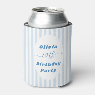 Retro Striped Personalized 40th Birthday Photo Can Cooler