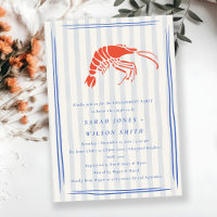 Retro Striped Red Blue Lobster Coastal Engagement