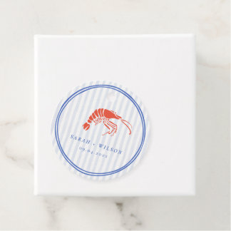 Retro Striped Red Blue Lobster Coastal Wedding Favour Tags