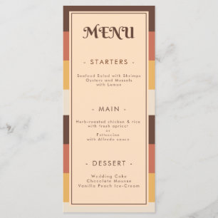 Retro Striped Seventies 60s 70s Groovy Wedding Menu