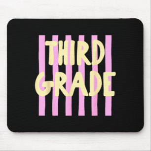 Retro striped third grade back to school 3rd grade mouse pad