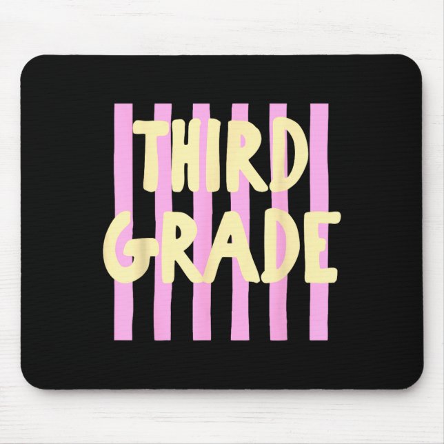 Retro striped third grade back to school 3rd grade mouse pad (Front)