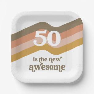 Retro Stripes 50th Birthday Party Plates