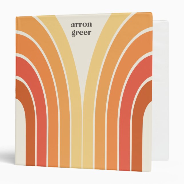 Retro Stripes 70's 80s Orange Yellow Binder (Front/Inside)