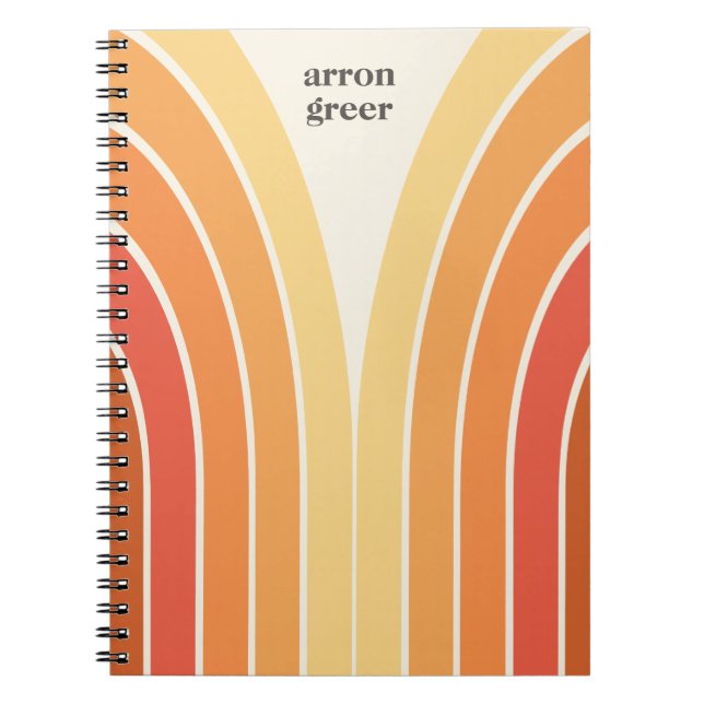 Retro Stripes 70's 80s Orange Yellow Notebook (Front)