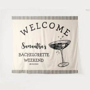 Retro Stripes Bachelorette Party Backdrop Cocktail Tapestry