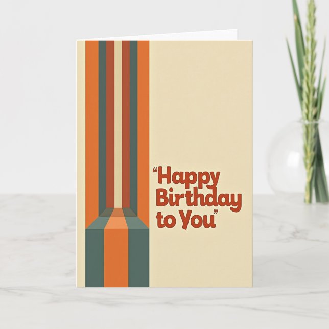 Retro Stripes Birthday Card (Front)