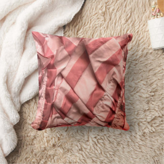 Retro Stripes Boho Dusty Rose Blush Pink 3D Look  Throw Pillow