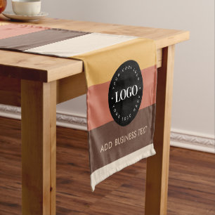 Retro Stripes Business Company Custom Logo 60s 70s Short Table Runner