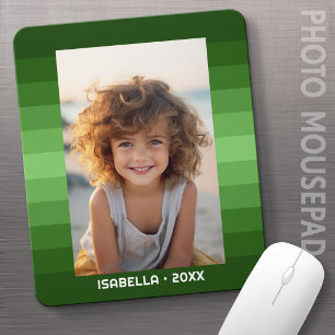 Retro Stripes - Christmas Green - Simple Photo Mouse Pad