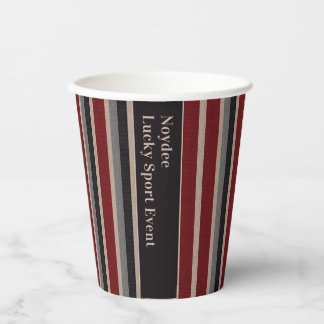 Retro Stripes Classic Dark Red Blue Beige Paper Cups