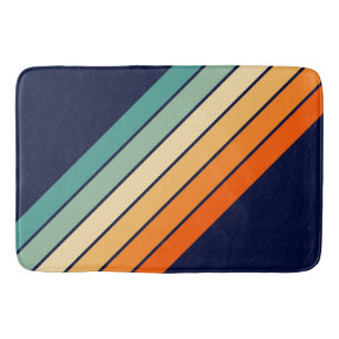 Retro Stripes Colorful Striped 70s 80s Design Bath Mat