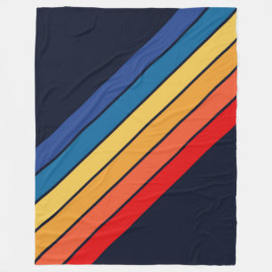 Retro Stripes Colorful Striped 70s 80s Design Fleece Blanket