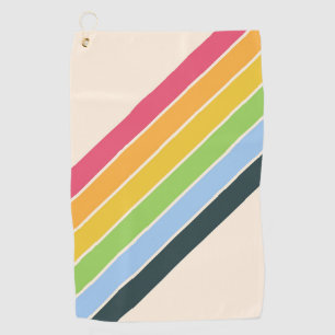 Retro Stripes Colorful Striped 70s 80s Design Golf Towel