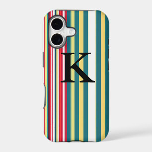 Retro stripes colourful add monogram initial lette