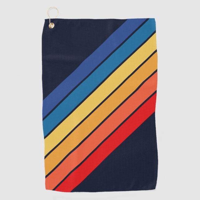 Retro Stripes Colourful Striped 70s 80s Design Golf Towel (Front)