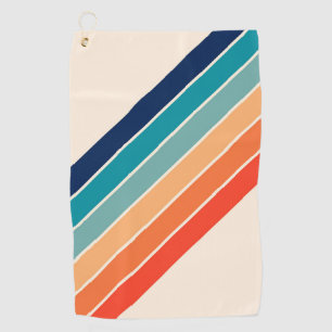 Retro Stripes Colourful Striped 70s 80s Design Golf Towel