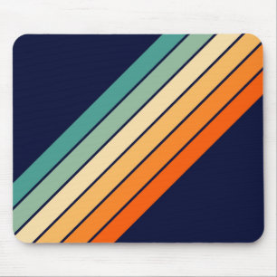 Retro Stripes Colourful Striped 70s 80s Design Mouse Pad